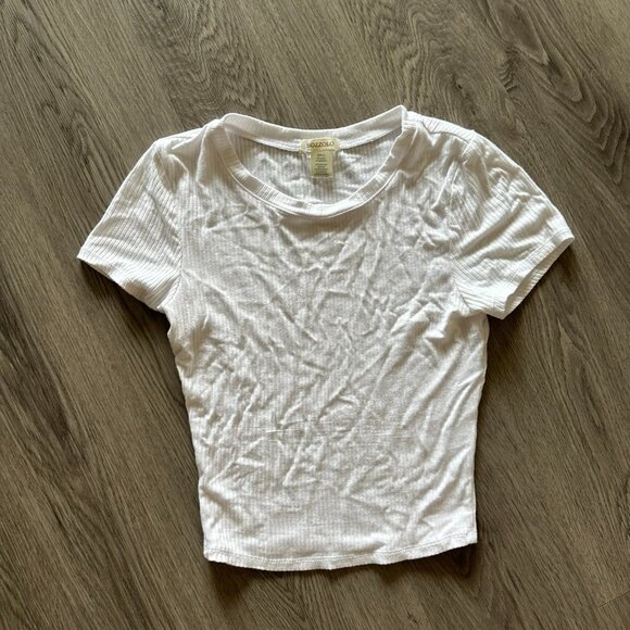 Bozzolo Ribbed Cropped T-Shirt White - Small - Picture 1 of 4